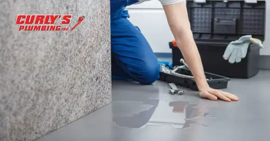 Plumber with tool box checking hidden leak